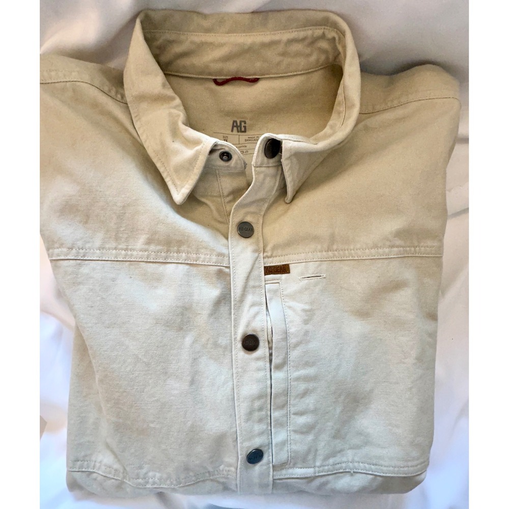 AG-Gear Farmhand Overshirt Men's 2XL Khaki Cotton Shirt Jacket Snap Front